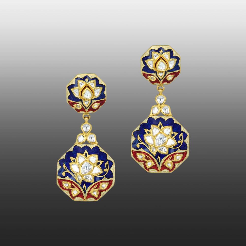 Dual-Sided Polki Earring with Intricate Meenakari Detailing